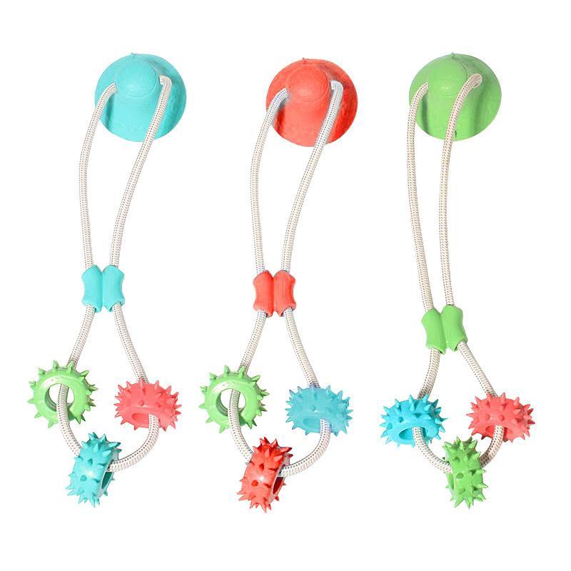 犬用おもちゃ 吸盤付きロープ 噛むおもちゃ 歯磨き TPR素材 レッド スカイブルー グリーン