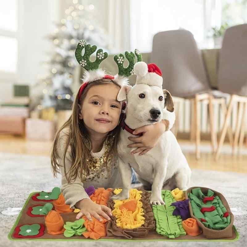 ペット 嗅覚訓練マット 犬用 知育玩具 室内 室外 スローフード おもちゃ 羊毛 フリース ノーズワーク(4.0)