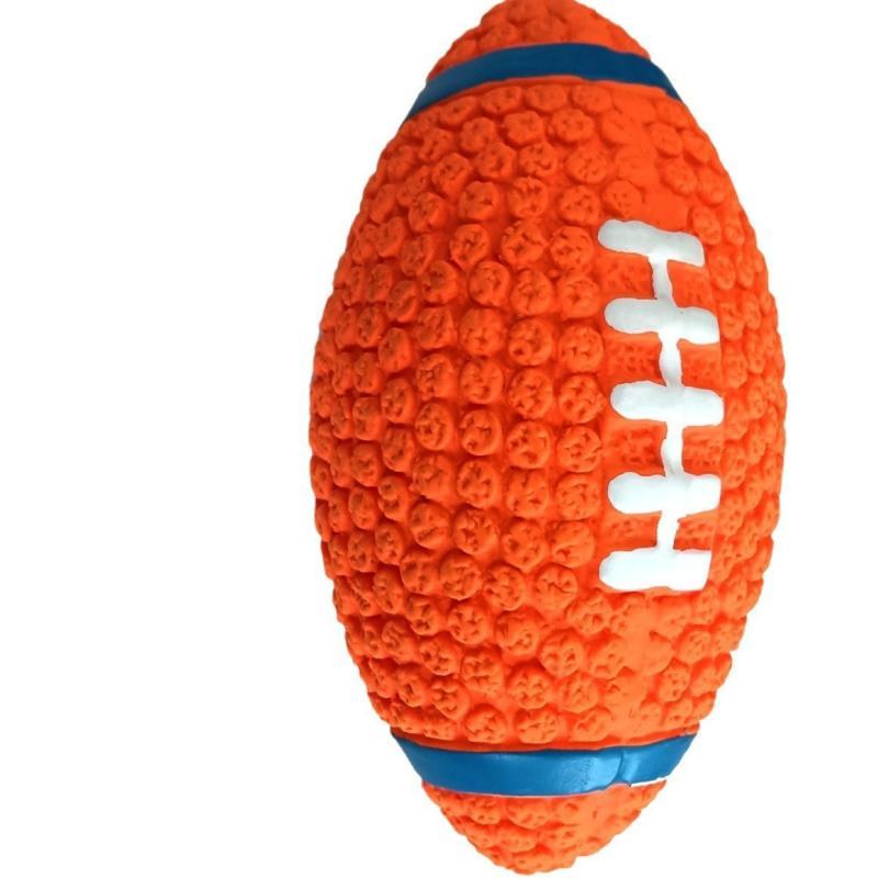 犬用おもちゃ 発声おもちゃ ラグビーボール型 噛むおもちゃ 知育玩具 歯磨き 乳製品ゴム オレンジ 中東