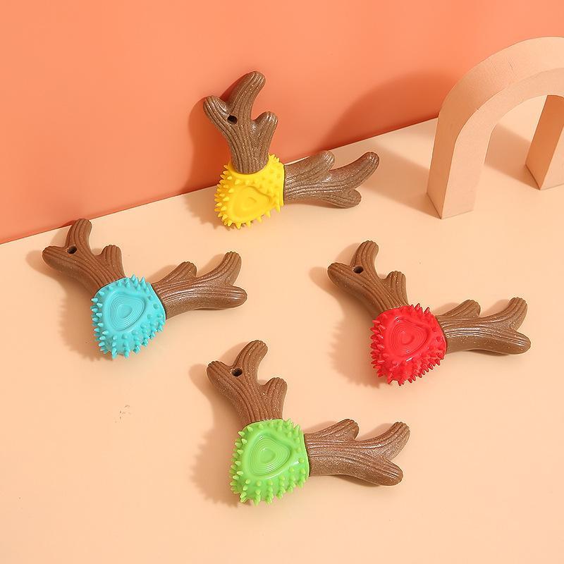 犬用おもちゃ 噛むおもちゃ 鹿の角型 歯磨き 耐摩耗性 耐久性 PP素材 小型犬 中型犬 大型犬 赤色 黄色 ..