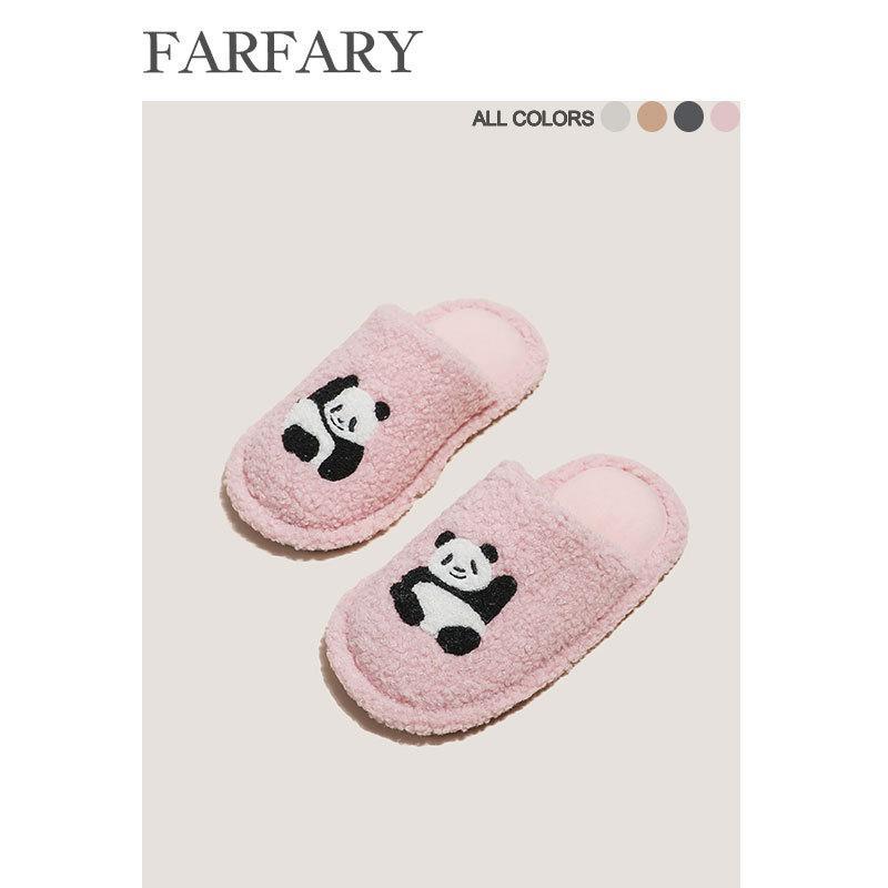 Other - ルームシューズ レディース 室内 スリッパ かわいい パンダ モチーフ 静音 滑り止め ふわふわ もこもこ ピンク 暖かい 秋冬
