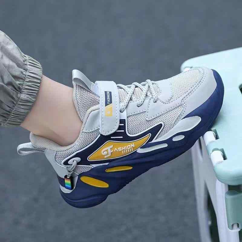 キッズ スニーカー 男の子 運動靴 春秋 通学 普段使い ランニング シューズ 滑り止め 丈夫 人工皮革 ブルー ブラック グレー