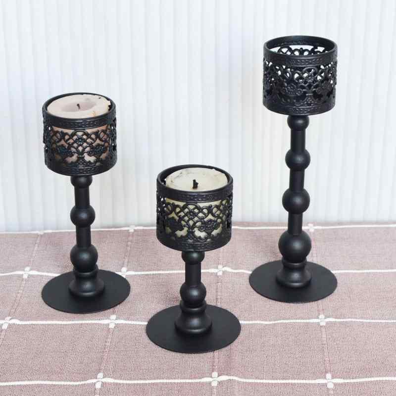 キャンドルスタンド アイアン 北欧風 ロウソク立て 燭台 金属製 欧風 透かし彫り ウェディング パーテ..
