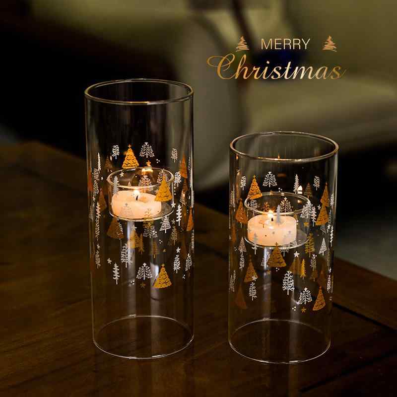 クリスマス 燭台 ガラス製 キャンドルホルダー Lサイズ ディナー パーティー イベント デコレーション ..