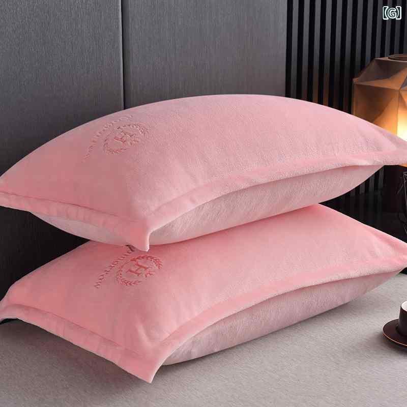 枕カバー 2枚セット 再生繊維 あったか 暖かい 厚手 フランネル 枕ケース 48×74cm 冬用 寝具