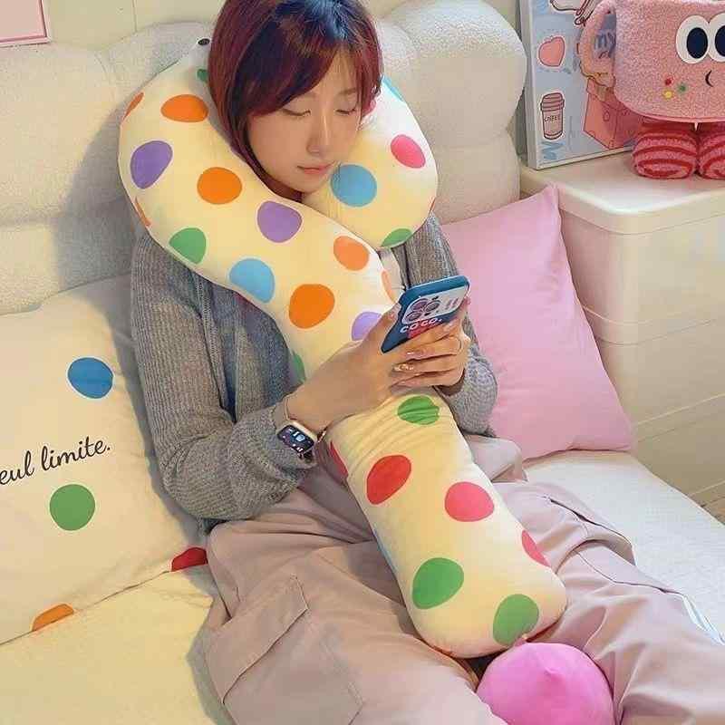 For Low Rebound - クッション レディース U型枕 抱き枕 長い 枕 PP綿 寝具 ソファ リビング かわいい 水玉模様 ストライプ柄