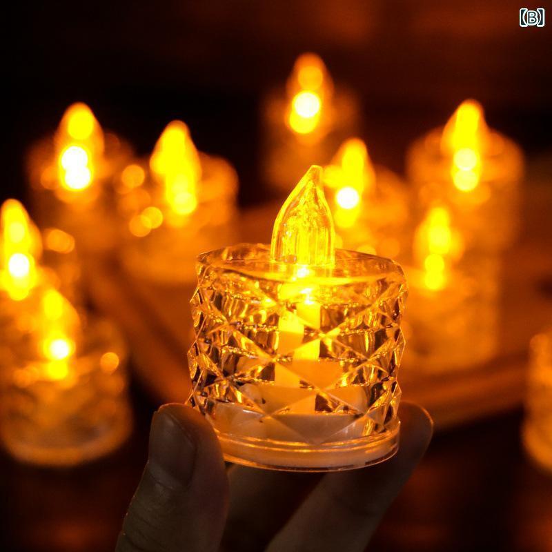 シャドーテールのLEDキャンドル 12個セット クリスマス デコレーション 暖色 黄色 七色 点滅 ミニ ろうそく パーティー イベント｜アングル3