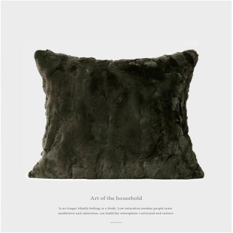 クッション クッションカバー ラビットファー 45×45cm 軍 সবুজ रंग ソファ 椅子 車内 ふわふわ 柔らか..