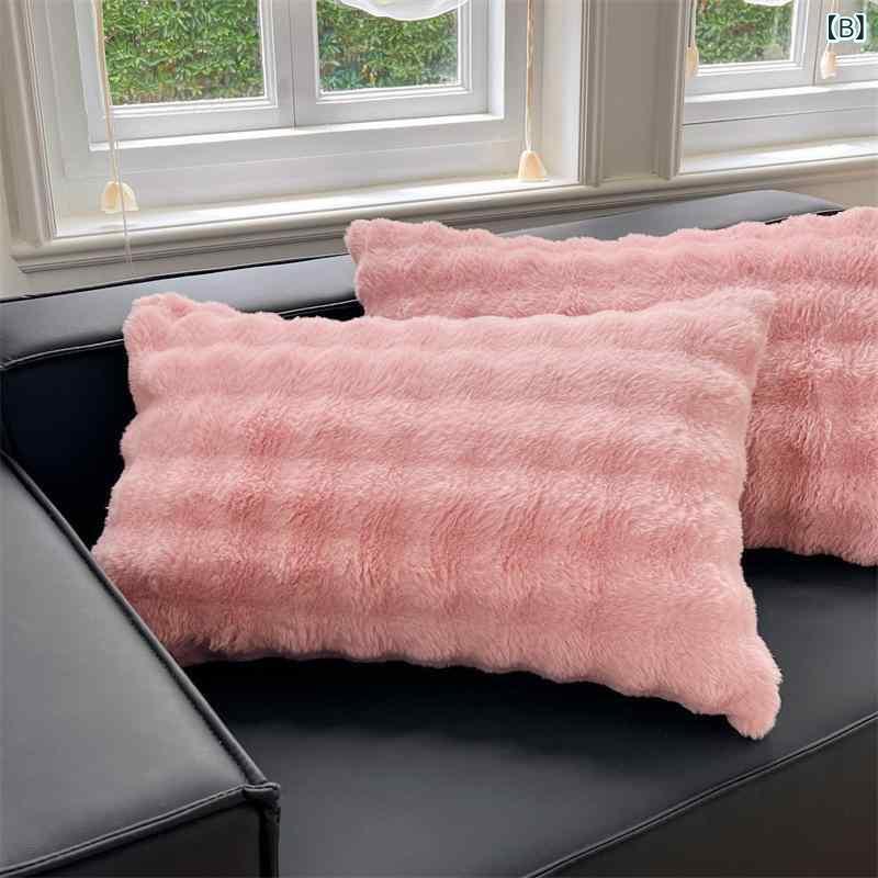 枕カバー シングル 純色 ポリエステル 繊維 冬 暖かい うさぎ 毛布 48x74cm おしゃれ かわいい シンプル