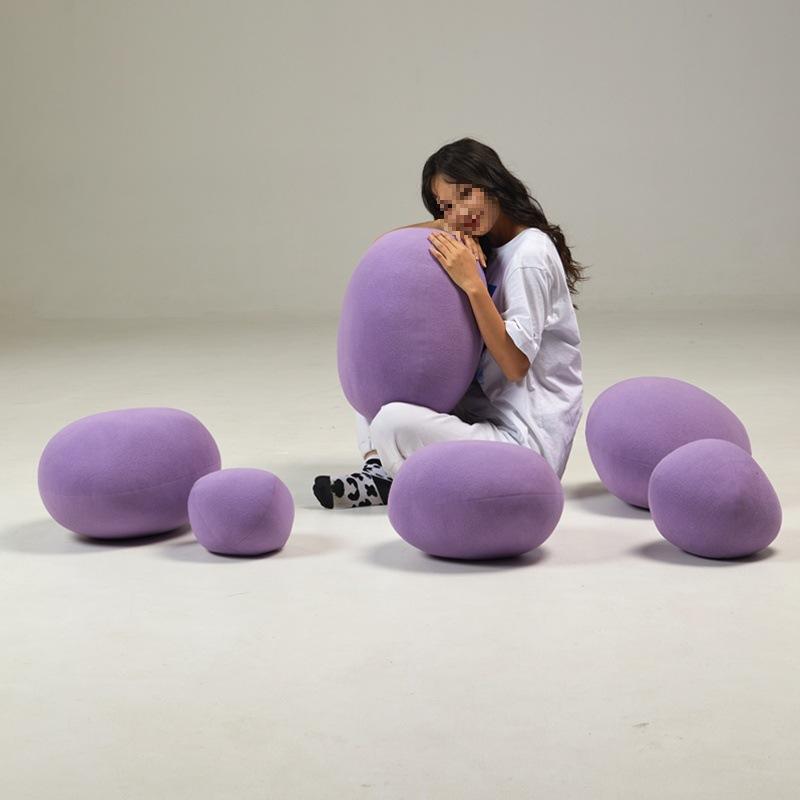 クッション 抱き枕 カラフル 卵型 礫 PP綿 ソファ装飾 子供用 遊戯場 民宿 ピンク系 レッド 赤 パープ..