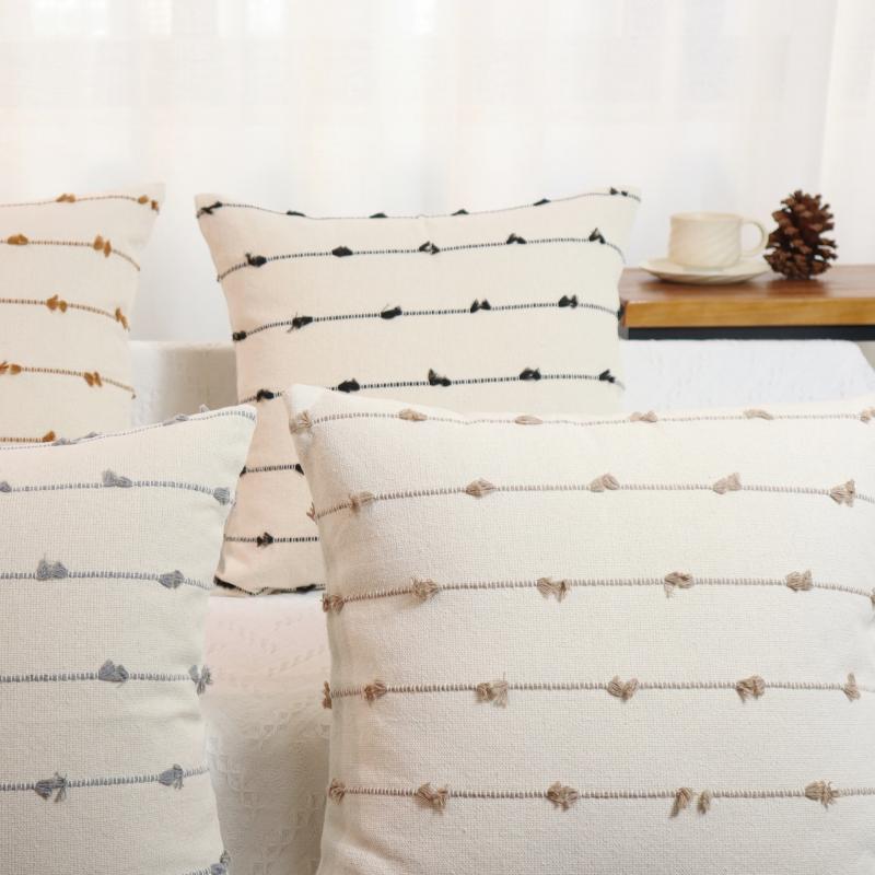 クッションカバー ストライプ柄 ポリエステル綿 ソファ リビング 寝室 インテリア 30×50cm 45×45cm