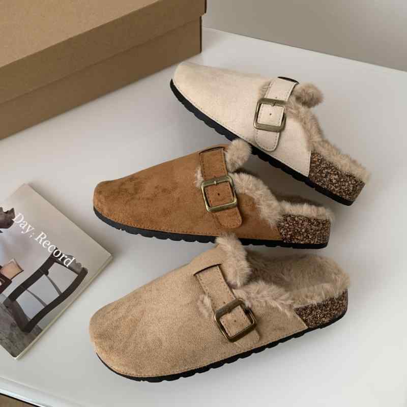 サンダル レディース ボア付き ルームシューズ スリッパ フラット あったか 室内履き 外履き 秋冬 ぺたんこ かわいい 防寒 冷え対策 滑り止め 歩きやすい ふわふわ もこもこ