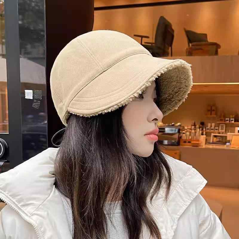 Knit Hat - キャップ レディース 秋冬 露丝風 加絨 鸭舌帽 つば広 小顔効果 防寒 保温 両面着用 バケットハット 野球帽 乗馬帽 日よけ帽子 かわいい おしゃれ トレンド カジュアル