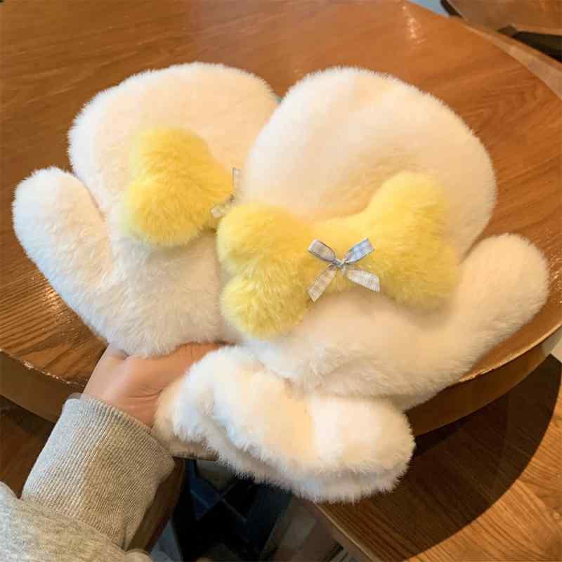・機能: 保温, 防風・スタイル: カトゥーン, かわいい, スイート, 韓国風, 韓国スタイル, さわやか, おもしろい・商品カテゴリ: 保温手袋・デザイン: 指なし手袋・色: 蝶結び小花, ピンク小犬, 小犬文字手袋, 小熊文字手袋, ピンク蝶結び, 黒猫, 白骨・サイズ: フリー・生地: 毛織物・加工方法: 刺繍・流行要素: 図案