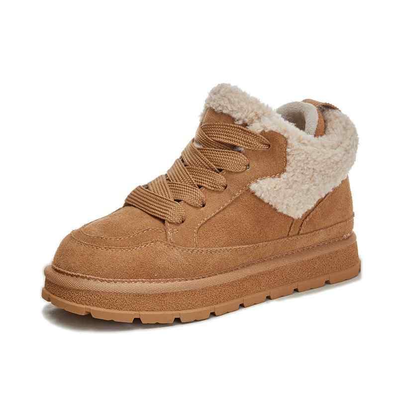 雪地ブーツ レディース 本革 フラットソール カジュアル 暖かい 防寒 女性 靴 ブーツ カーキ ブラック
