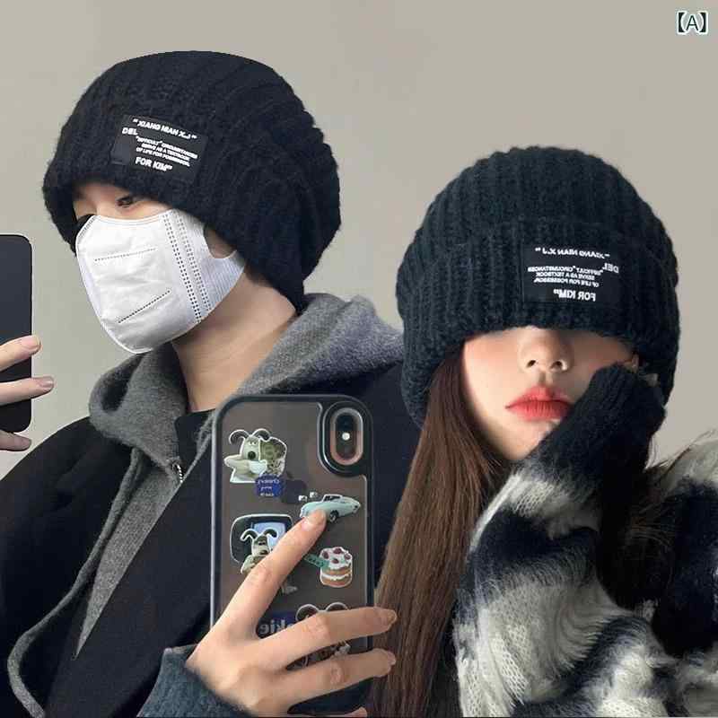 Cap, Hat - ニット帽 メンズ 男性用 防寒 暖かい 毛糸 帽子 厚手 大頭 ビーニー コットン 秋冬