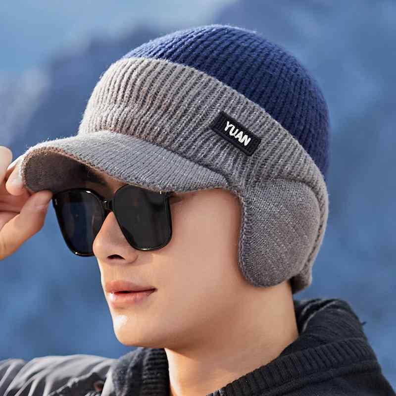 Cap, Hat - 帽子 男性用 秋冬 ニット帽 护耳付き 高齢者 向け 防寒 保温 弯檐 キャップ 普段使い アウトドア 散歩 4097 ブラック ダークグレー ネイビー カーキ
