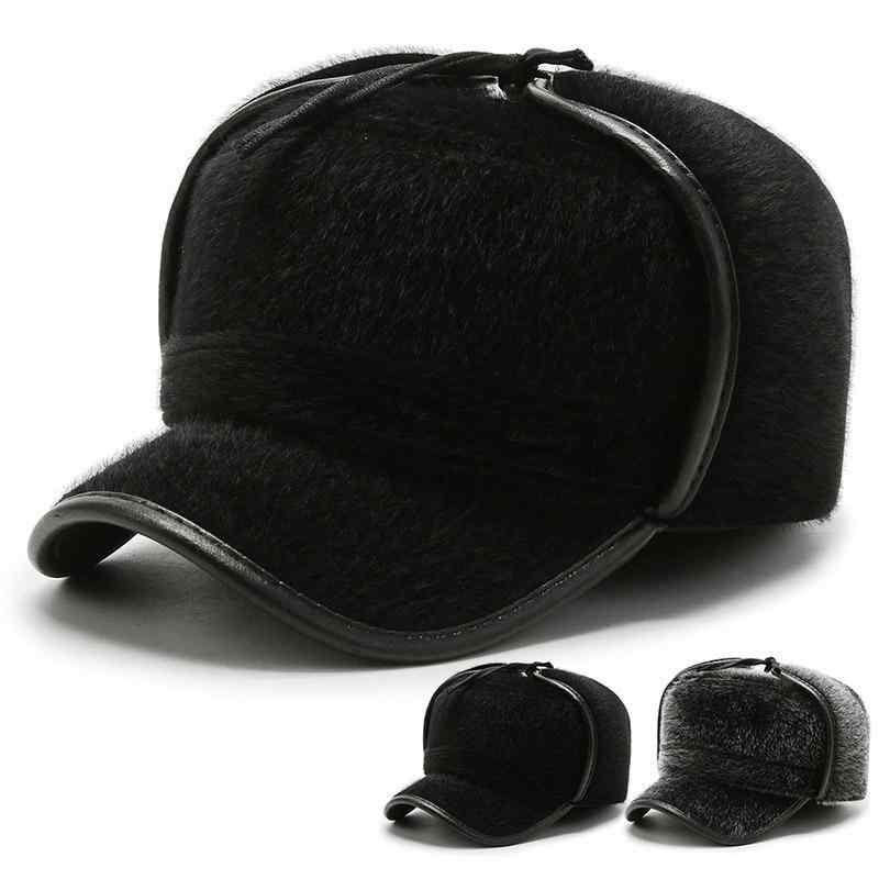 Cap, Hat - 帽子 メンズ 男性用 中高年 ビーバー ビーバー風 フラットキャップ 秋冬 防寒 暖かい 耳当て付き ブラック グレー ポリエステル