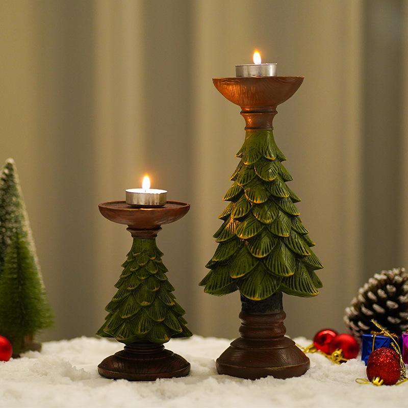 キャンドルスタンド クリスマスツリー 燭台 樹脂製 クリスマス 飾り 欧風 インテリア リビング デスクトップ ディスプレイ 小 中 大 サイズ ゴールド ブラック ベア