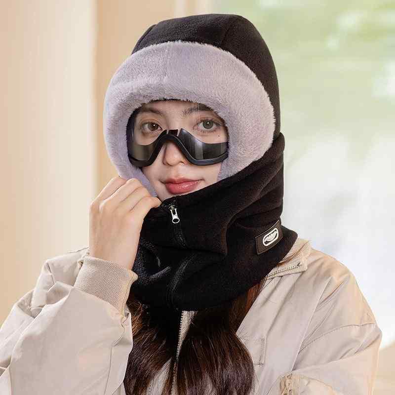 Knit Hat - 帽子 男女兼用 防寒 暖か イヤーマフ付き ニット帽 秋冬 アウトドア 護頸 保温 防風 ブラック グレー ベージュ ホワイト ニット