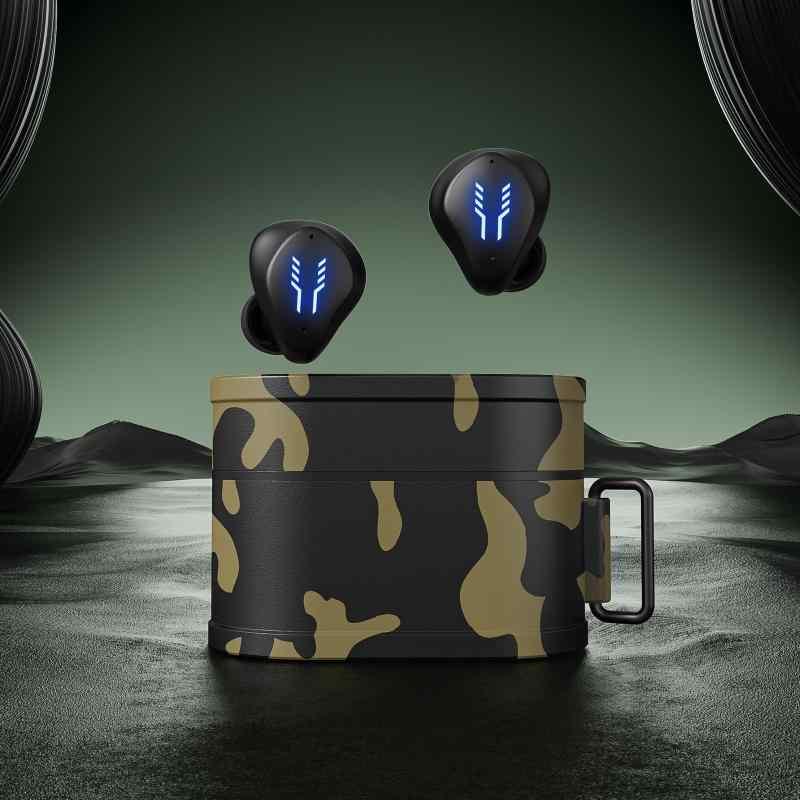 イヤホン ワイヤレス 高音質 Bluetooth 5.4 超長持ちバッテリー スポーツ 防水 両耳 迷彩柄 軍用 グリーン 深青