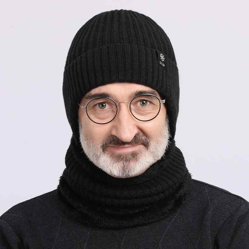 Cap, Hat - 帽子 男性用 ニット帽 秋冬 防寒 暖かい 裏起毛 格子柄 散歩 普段使い 敬老の日 プレゼント 黒 紺 グレー