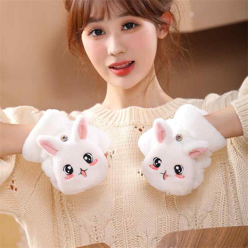 手袋 レディース かわいい 学生 加绒 裏起毛 アニマル柄 保温性 コットン 秋冬 自転車 バイク 通勤 通学(4.0)