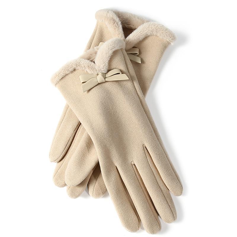 手袋 レディース 秋冬 防寒 グローブ スマートフォン対応 蝶結び あったか 裏起毛 かわいい おしゃれ 自転車 バイク ドライブ 通勤 通学 プレゼント