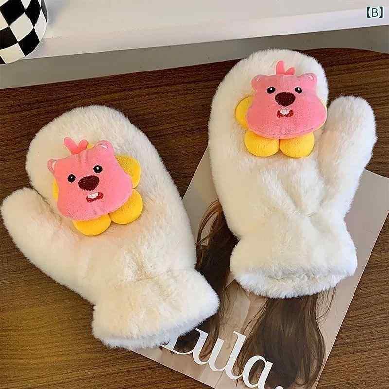 手袋 レディース かわいい モコモコ手袋 秋冬 防寒 暖かい スマートフォン対応 自転車 バイク 通勤 通学