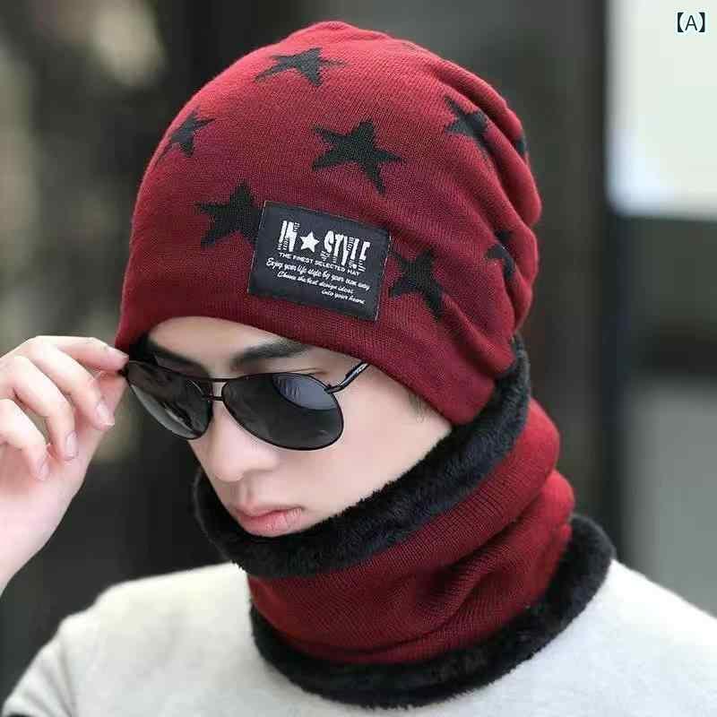ニット帽 男性用 裏起毛 厚手 防寒 あったか 毛糸 帽子 2way ネックウォーマー かぶり笠 防風 伸縮性 赤 青 カーキ ブラック グレー