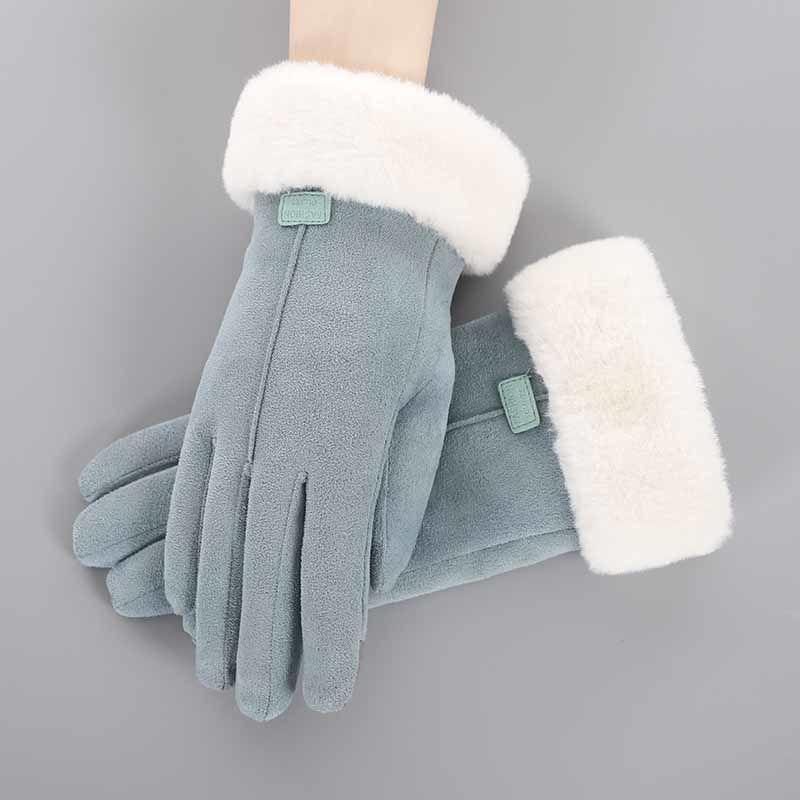 手袋 レディース 秋冬 防寒 暖かい かわいい スマートフォン対応 スエード グローブ ピンク系 グレー ブルー ブラック カーキ(4.0)