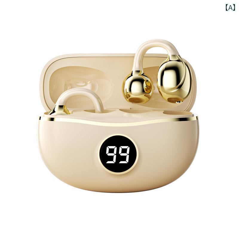 イヤホン ワイヤレス 骨伝導 耳挟み式 ノイズキャンセリング パノラマサウンド 長時間再生 スポーツ ラ..