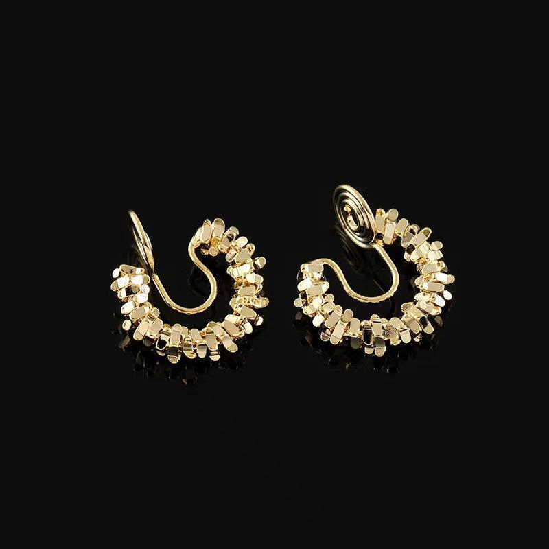 イヤリング レディース 蚊取り線香型 イヤーカフ 高見え U字型 電気メッキ加工 ゴールド シルバー アレルギー対応 普段使い パーティー