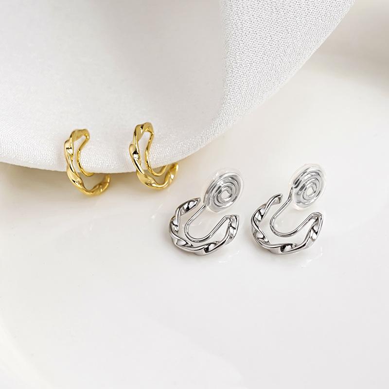 イヤリング レディース 蚊取り線香型 イヤーカフ 幾何学模様 U字型 ゴールド シルバー 電気メッキ加工 ..