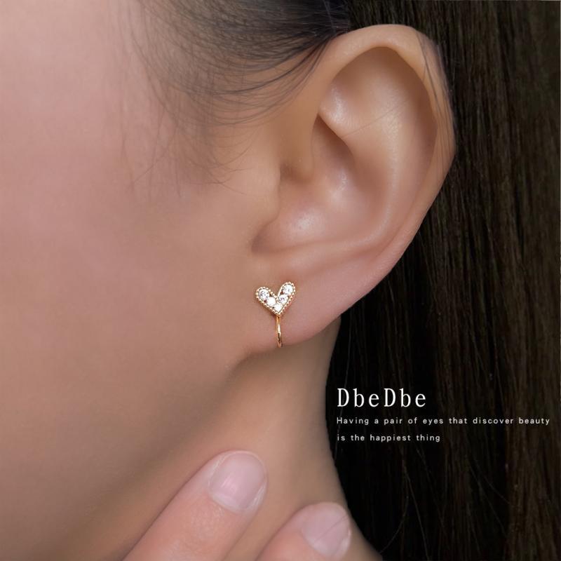 イヤリング レディース ノンホールピアス ハート型 ジルコニア イヤーカフ 電気メッキ加工 幾何学模様 アクセサリー 清潔感 普段使い かわいい