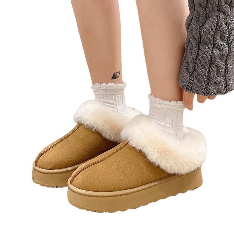 ブーツ レディース スノーブーツ 厚底 ショートブーツ 暖かい 防寒 ラウンドトゥ 婦人靴 秋冬 ブラック 栗色