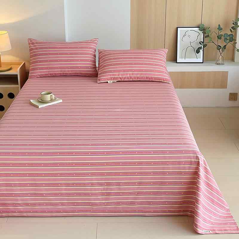 ベッドシーツ 全綿100% 新疆綿 老粗布 綿麻 涼感 縞模様 ベッドシーツ ピローケース