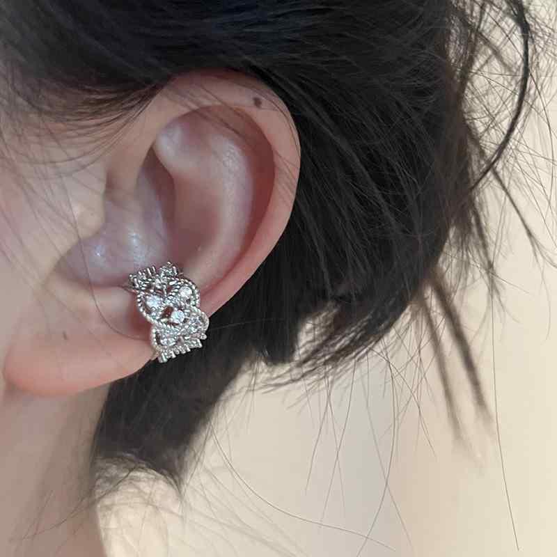 Cubic Zirconia - イヤリング レディース 小さめ かわいい 韓国風 おしゃれ ノンホール 痛くない イヤーカフ クリップ ゴールド シルバー 電気メッキ加工