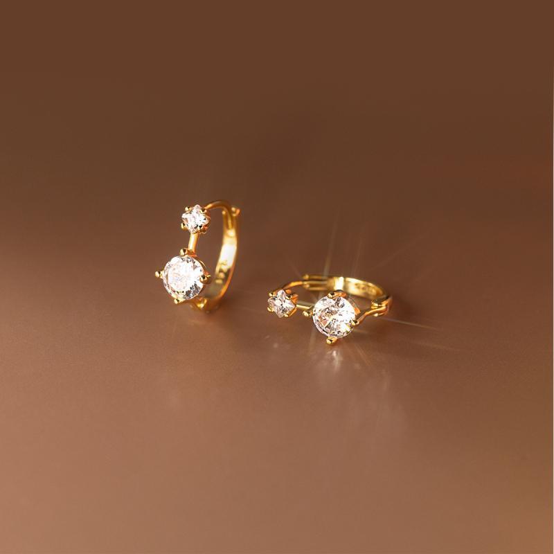 ピアス レディース シルバー925 ジルコニア ダイヤモンド風 イヤリング フープ 電気メッキ加工 ゴール..