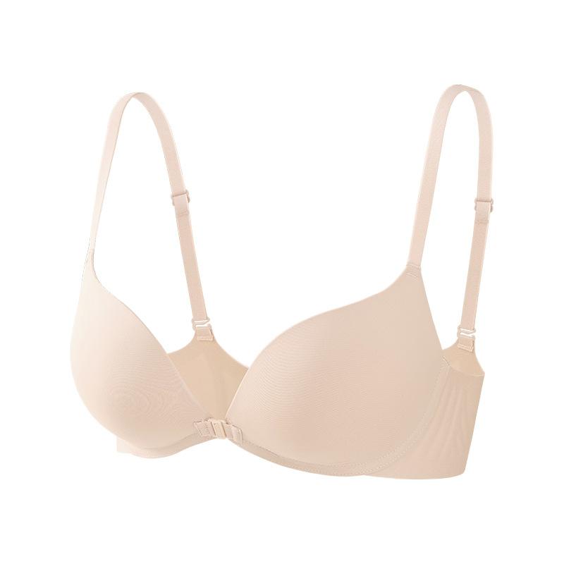 ブラジャー レディース 前開きブラ 寄せ上げ インナー ウェア 3/4カップ 無縫製 シームレス 谷間メイク ナイトブラ スキントーン ブラック ピンク系 快適 伸縮性