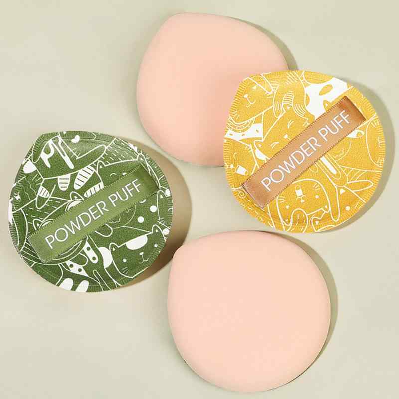 パフ ファンデーションパフ メイクアップ 化粧パフ 乾湿両用 合成海綿 イエロー & グリーン カートゥーン 水滴形 スポンジ