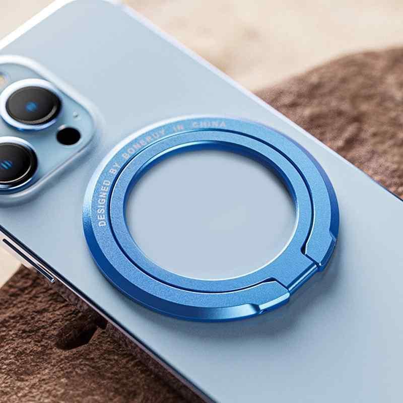 スマホリング Magsafe対応 スマホスタンド マグネット内蔵 合金 落下防止 薄型 360度回転 角度調整 遠峰ブルー 高級グレー メタリックシルバー 魅力パープル ブラック