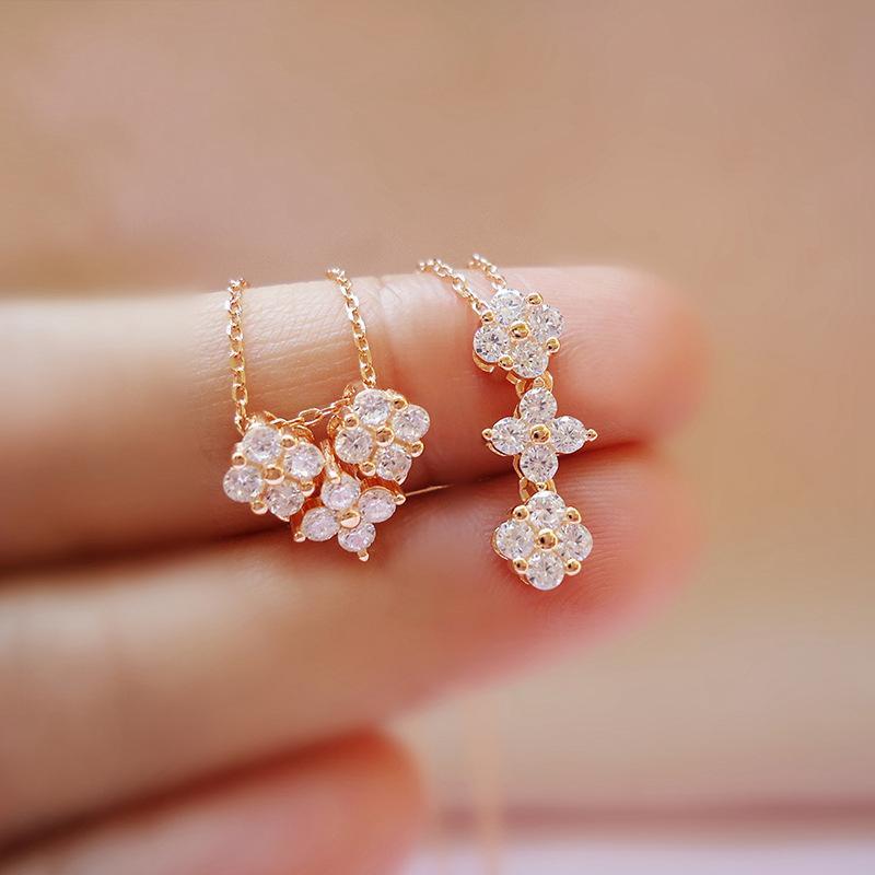 ネックレス レディース ハート 四つ葉 クローバー リバーシブル ペンダント 鎖骨チェーン カップル 記念日 誕生日 ギフト 電気メッキ加工 白金色 ローズゴールド