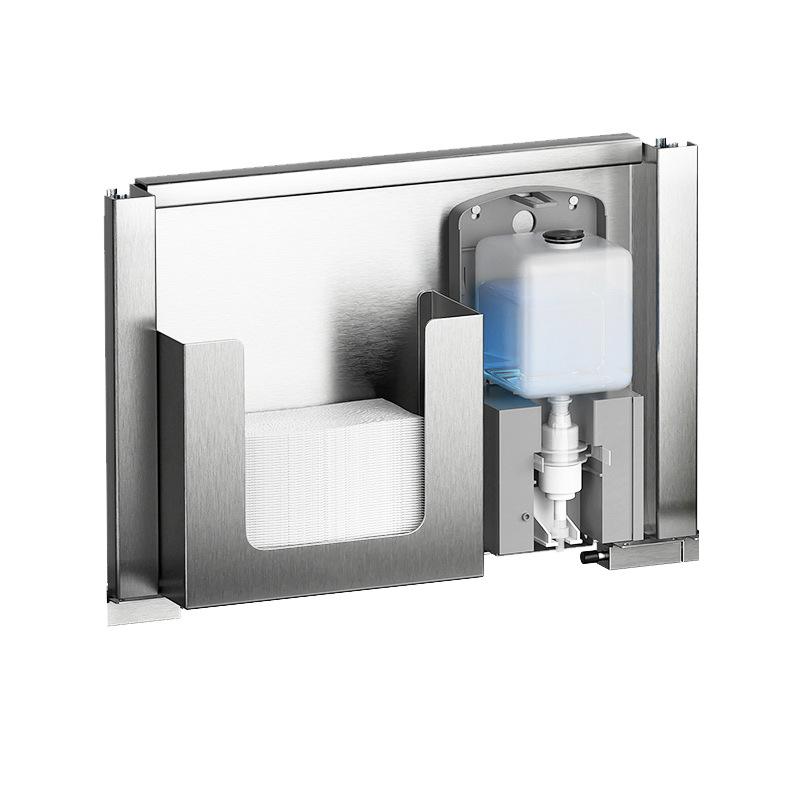 洗面所収納 鏡裏用ペーパータオルホルダー センサーソープディスペンサー スライド式ティッシュボックス ステンレス製 おしゃれ 清潔