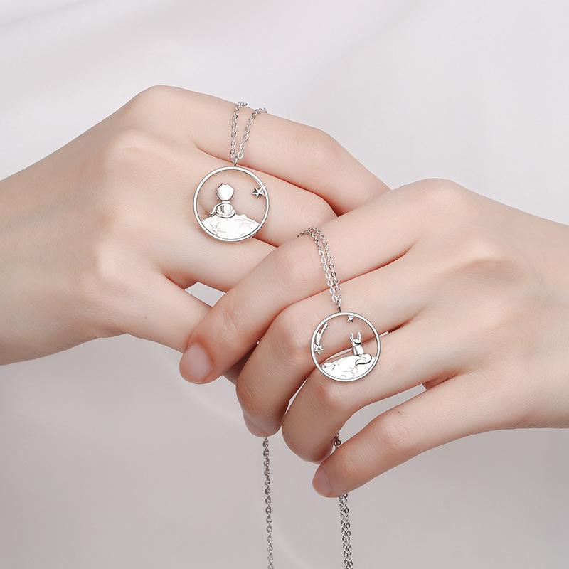乐天商城 - ネックレス レディース メンズ シルバー925 小王子 キツネ カップル 十字 チェーン ペンダント 定番 人気 かわいい 925 銀 電気メッキ加工