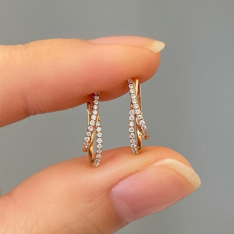 ピアス レディース 18K 金メッキ S925 シルバー バレエ クロス ジルコニア 幾何学 イヤリング 軽奢風 ファッション 通勤用 電気メッキ加工 ギフト