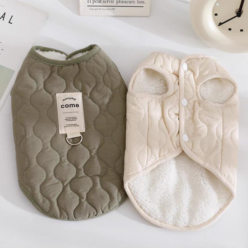 犬 服 秋冬 小型犬 ペット服 テディ ビション デボン 猫 冬 ジャケット 綿 ポリエステル あったか ベスト 牽引可能 ドッグウェア グリーン ベージュ カーキ ホワイト イエロー ピンク ブルー かわいい ミツバチ クマ レッド S M L XL