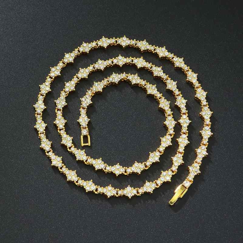 ネックレス 男女兼用 ペアアクセサリー キューバチェーン 十字架 花形 ジルコニア インスタ風 トレンド..