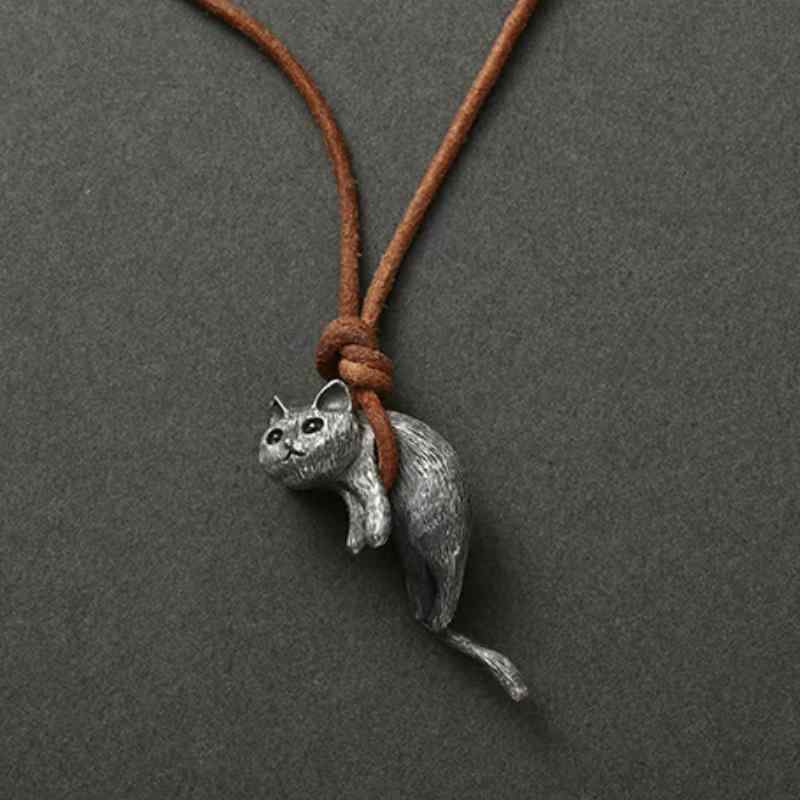 ネックレス カップル S925 シルバー レトロ 猫 ペンダント かわいい アニマルモチーフ ギフト 普段使い