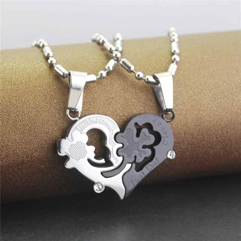 ネックレス ペア ハート 四つ葉 クローバー チタン鋼製 アクセサリー ギフト ファッション 普段使い 通勤